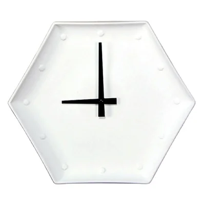 European Style Elegant Matte White Hexagonal Porcelain Wall Clock