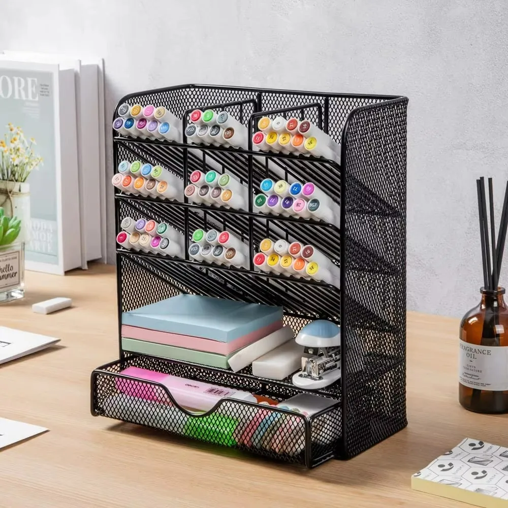 Home Office Mesh Desk Organizer Multi Functional Pen Holder Pen Organizer for Desk Desktop