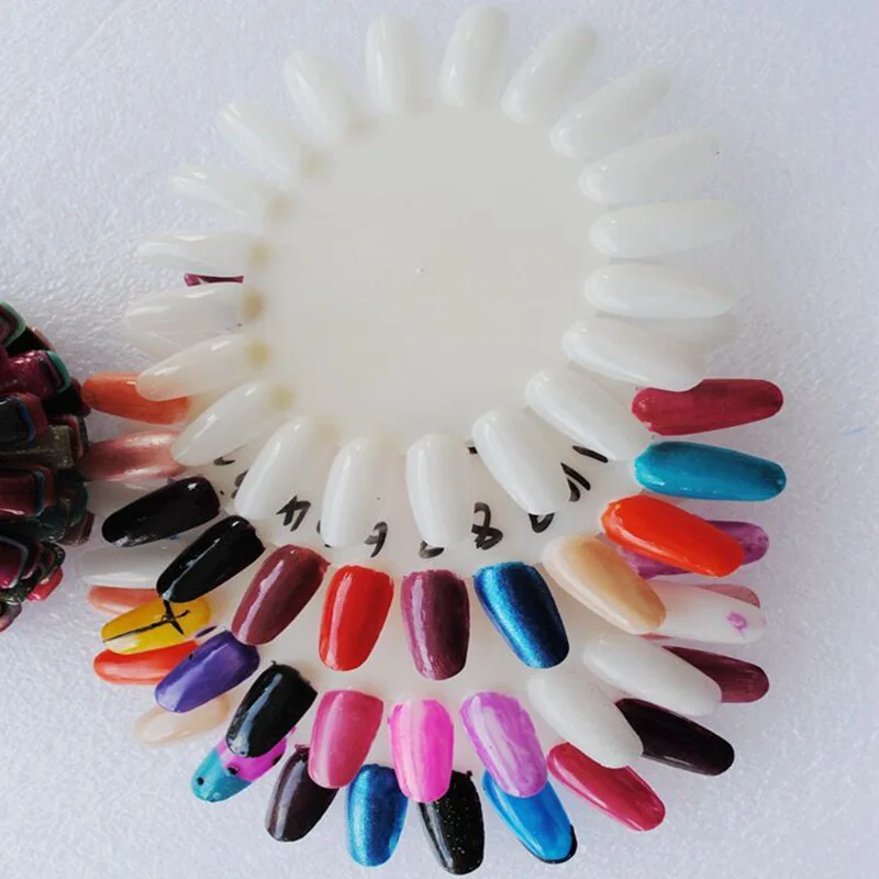 Beauty Nail Art Display Board for Practice Nail Polish Color Plate with Oval Nail Tips Card