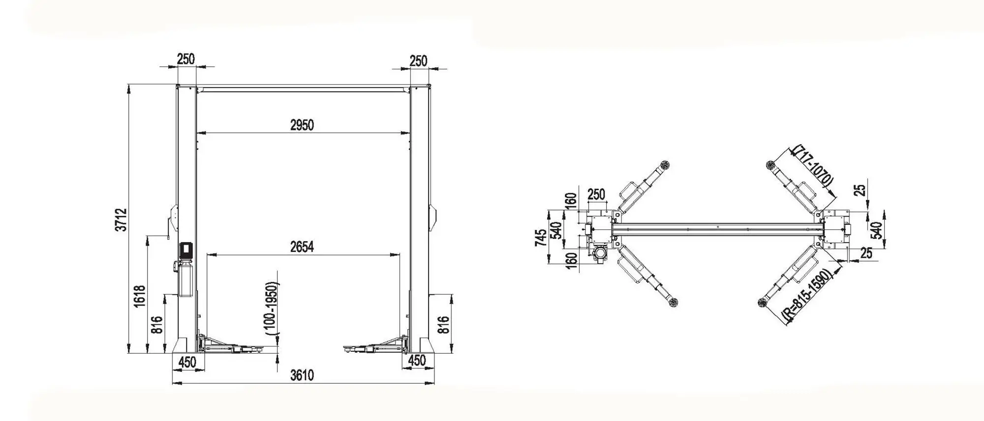 5.5T heavy duty in floor car lift machine center frame two post lift