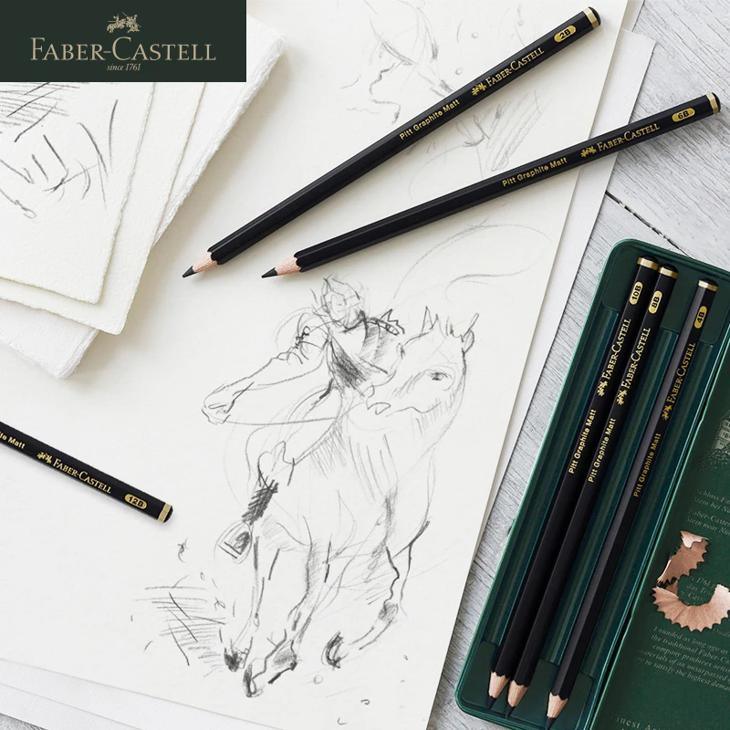 Матовый графитовый карандаш Faber-Castell для рисования художественный затенения черного цвета графитовые