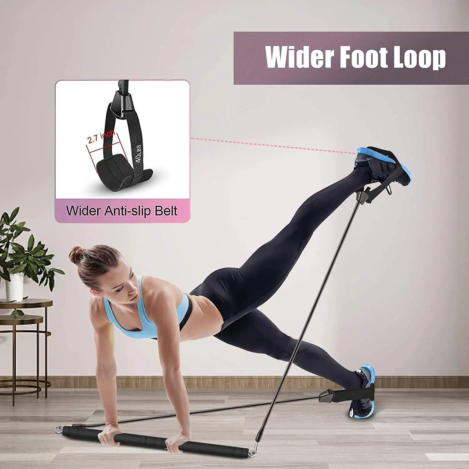 Home Gym Pilates Bar Kit with Resistance Bands Stick Squat Yoga Pilates Flexbands Kit