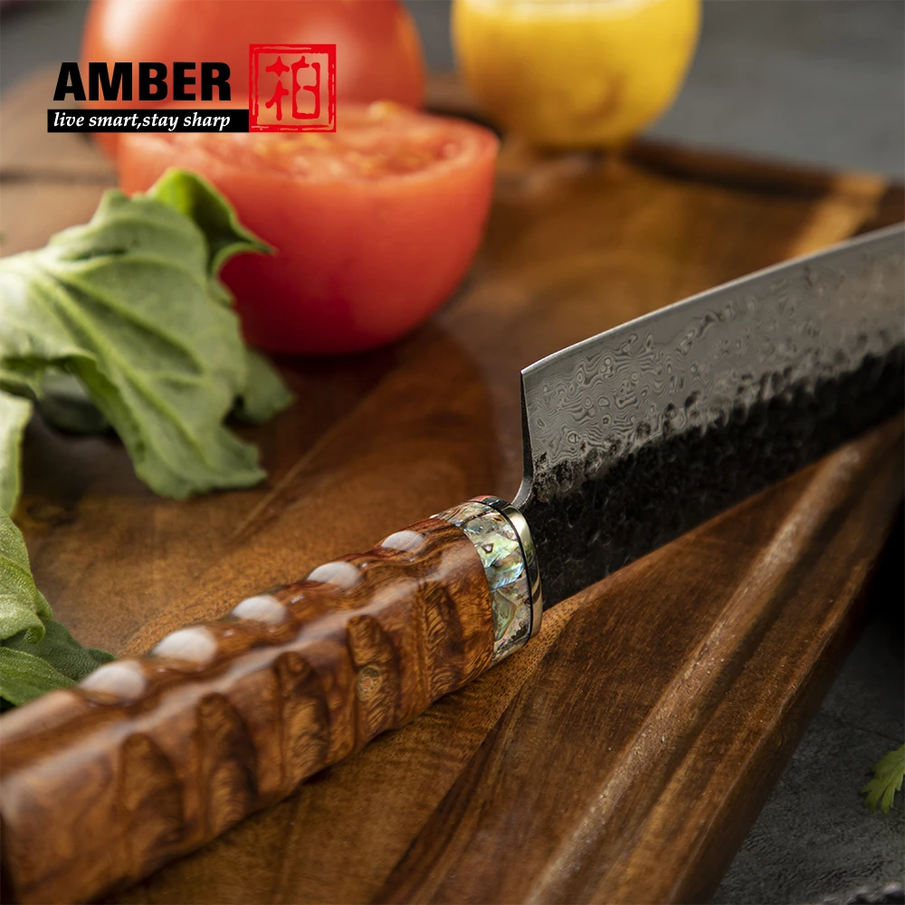 89 Layers Damascus Steel 8-Inch Japanese Chef Knife VG10 Core Brass Abalone Shell Handle Sharp Kitchen Knife USA Desert Ironwood