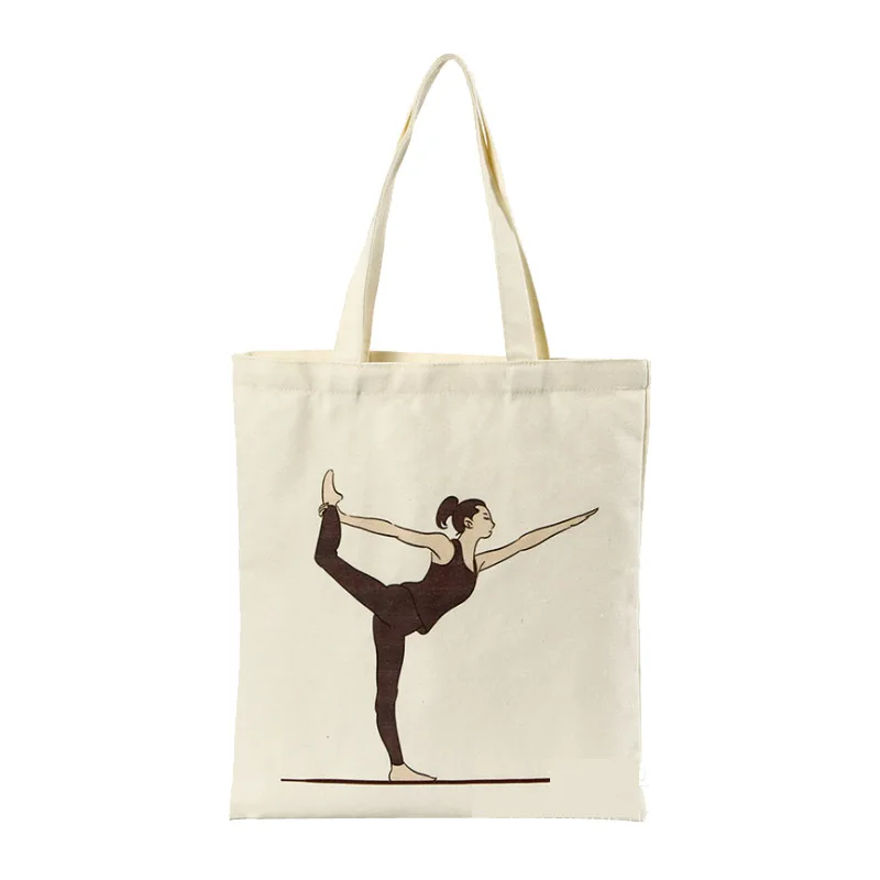 
Fashion Cute Yoga Shopping Travel Burlap Cloth Bag Canvas Tote Bag for Girl 