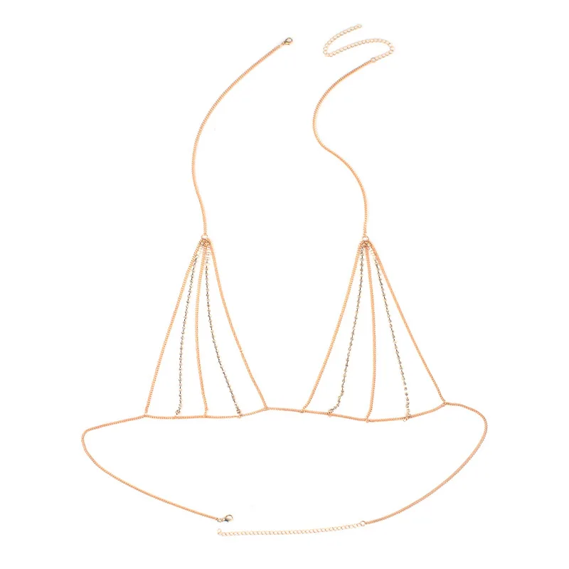 
Sexy exaggerated beach casual body clothing chain flashing diamond chain chest chain 