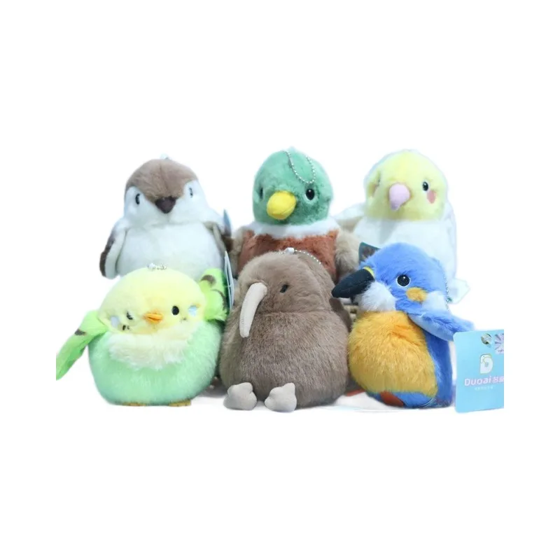 Bird Plush Keychains toys Soft Mini Plush Sparrow Toucan Penguin Parrot Stuffed Animal Toy Dodos Key chain Plushie Bird Keychain