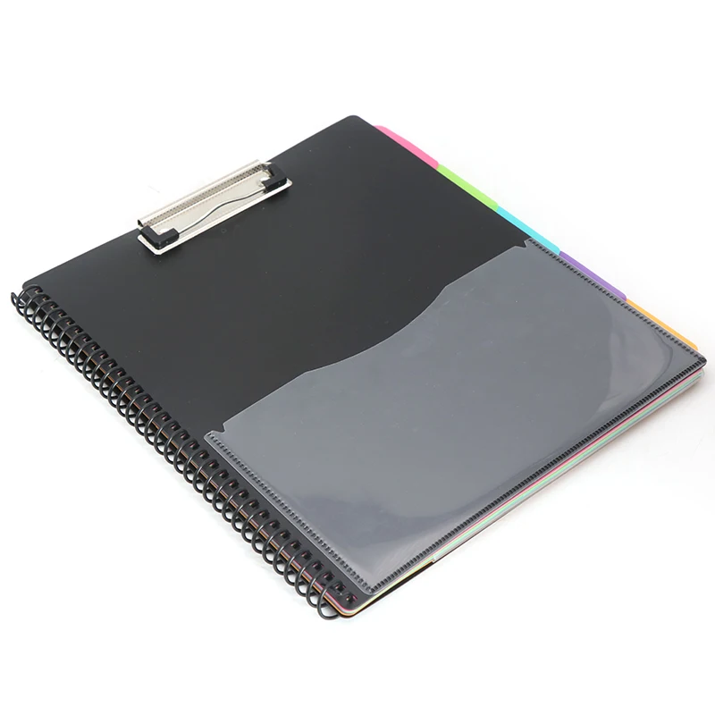Poly Project Organizer Clipboard Folio with Refillable Notepad for Letter Size 5-Tab Colorful Dividers with Storage 10 Pockets