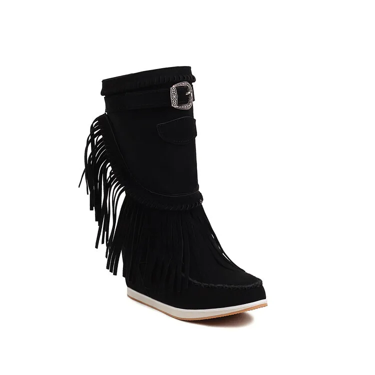 2023 hot sell wholesalers fashion tassels design fringe woman long boots zipper mid heel elegant knee high boots for ladies