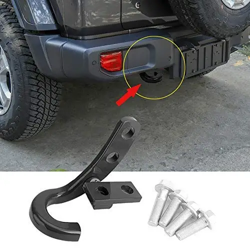 Left Rear Bumper Trailer Hitch Receiver Tow Hook for Jeep Wrangler JK 2007-2018 JL 2018+