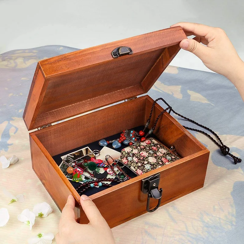 
custom luxurious pine wood box with leather decoration chest 