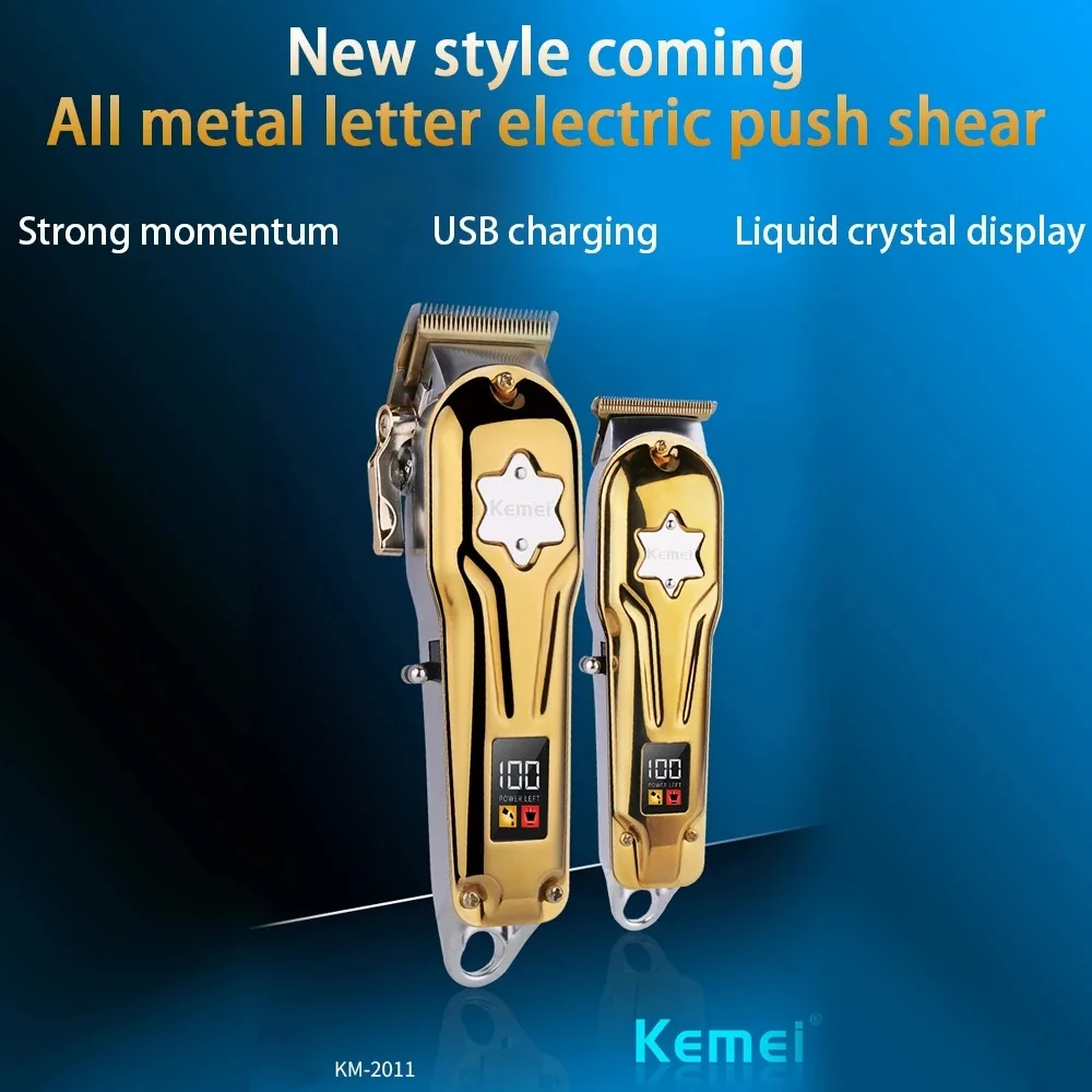 Gold Kemei Trimmer Kemei 2011 New Product Ideas 2022 Kemei Professional Hair Trimmer on Barber Chair