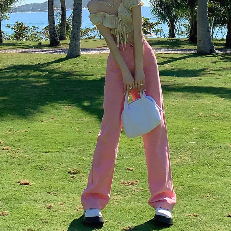 New Women Loose High waist sexy Straight Jeans Wide leg pants Comfortable Stylish Female Casual Denim Trousers