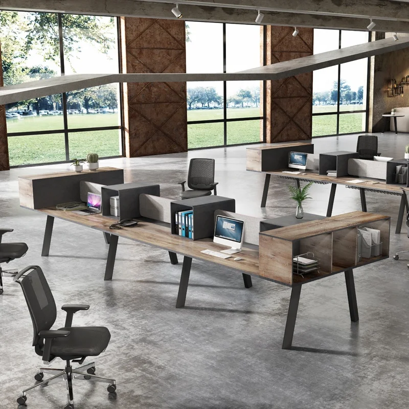 Foshan Furniture Person Modular Open Office Partition Workstation Staff Table Hot Sale 4 Commercial Furniture