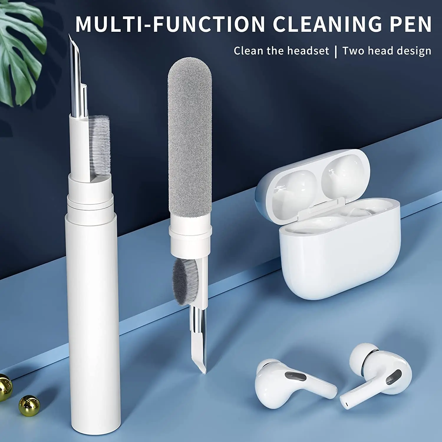 Portable 3-in-1 earphone cleaning pen tool for airpod dust removal anti blocking earphone Cleaning Kit