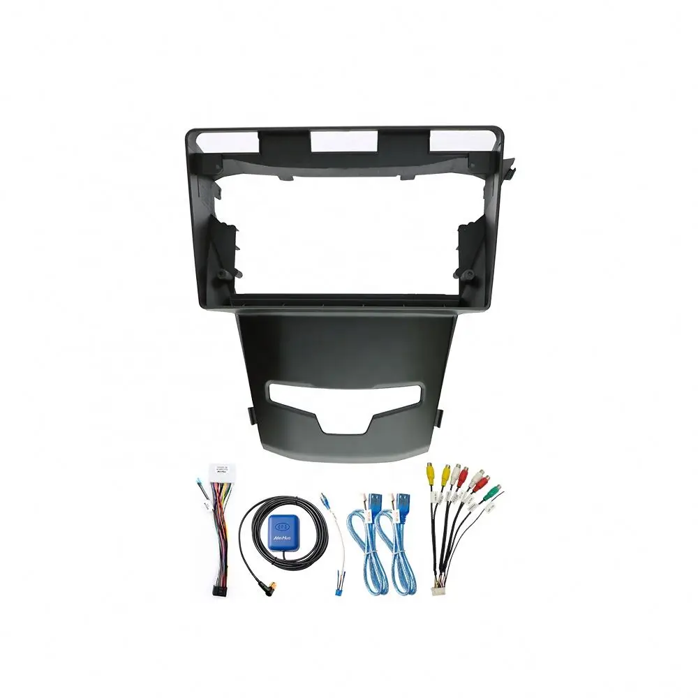 Autoradio Cable Harness for Ssangyong Korando Actyon 2014 - 2016 with Fascia Silver Frame Dash Mount Kit Trim Panel(7a0e4212)