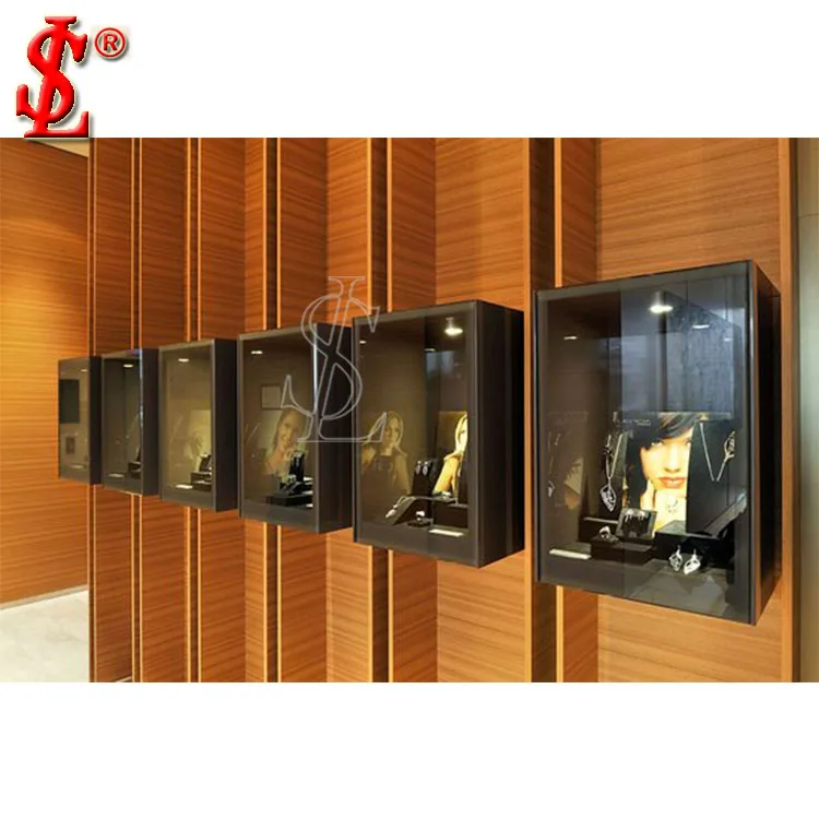 Современная металлическая стеклянная витрина для ювелирных изделий/Запираемая