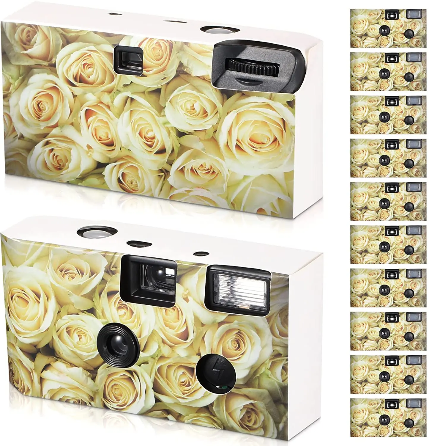 Disposable Camera for Wedding Single Use Film Camera with Flash for Wedding Anniversary Travel Camp Party Supply (Yellow Rose)