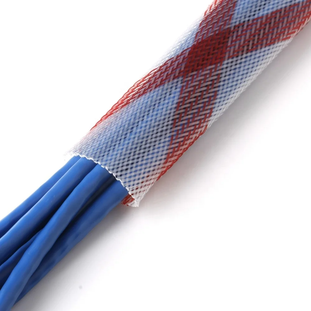 Цветной ПЭТ Плетеный расширяемый кабель рукав