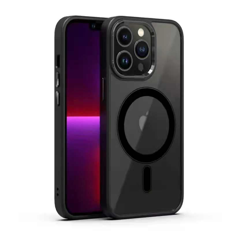 ТПУ Рамка для Iphone 12 13 Pro Max Прозрачный Новый роскошный ударопрочный магнитный беспроводной зарядный чехол