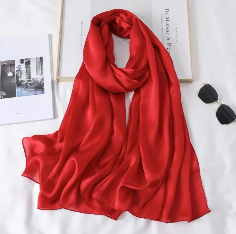 wholesale 2022 High Quality  90x180cm shawl Plain Islamic Scarf Hijab Women silk long scarves
