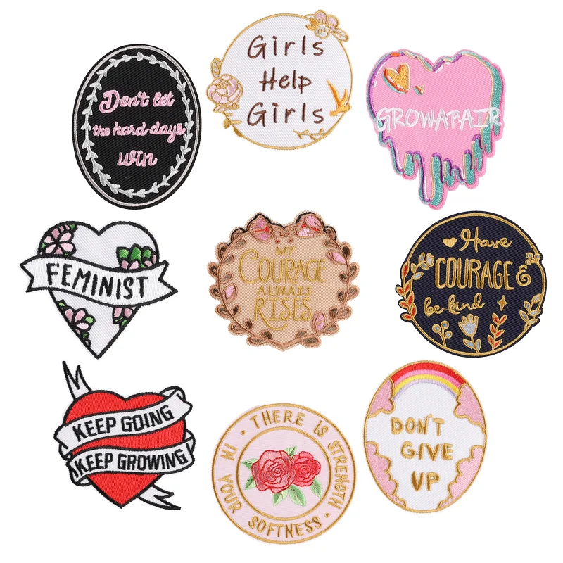 Girl Inspirational Encouragement Twill Embroidery Iron-On Patch Polyester Fabric Encouraging Design for Clothing Decoration