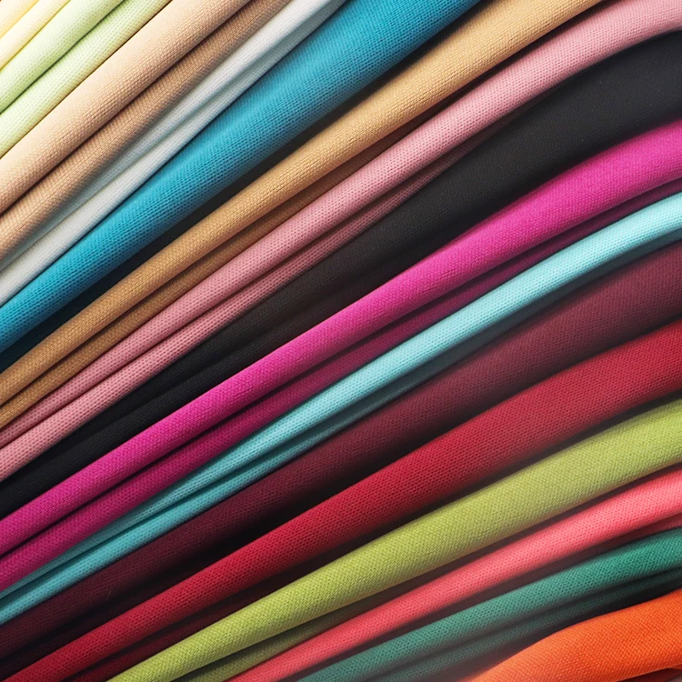 Polyester interlock jersey fabric plain knit sports tops soccer basketball wear lining interlock fabric to sublimate