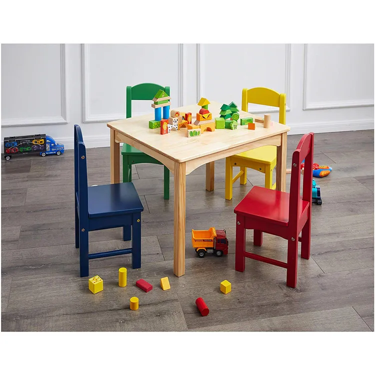 Durable Natural Kids Solid Wooden Dining Table