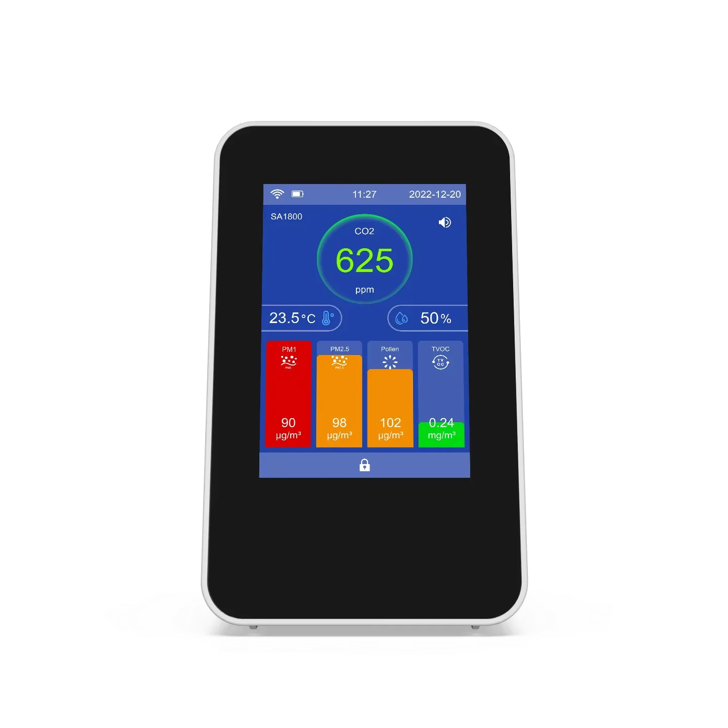 Smart CO2 Air Quality Monitor TVOC HCHO PM Meter Humidity Temperature Detector with WIFI Tuya app large touch TFT screen