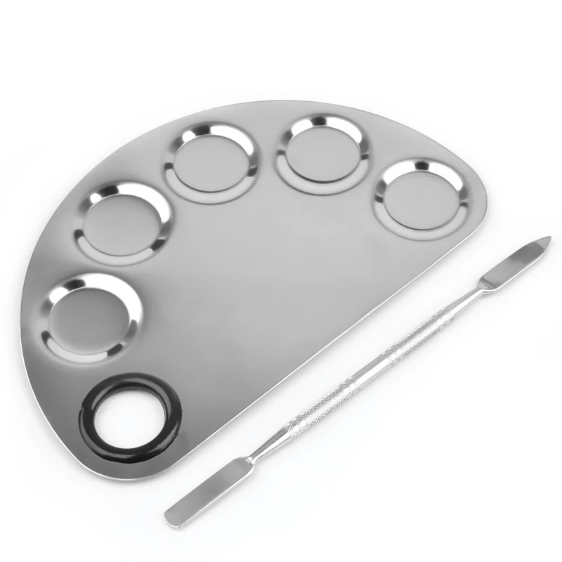 Stainless Steel Cosmetic Makeup Palette Spatula Tool Nail Art Mixing Palette Makeup Palette