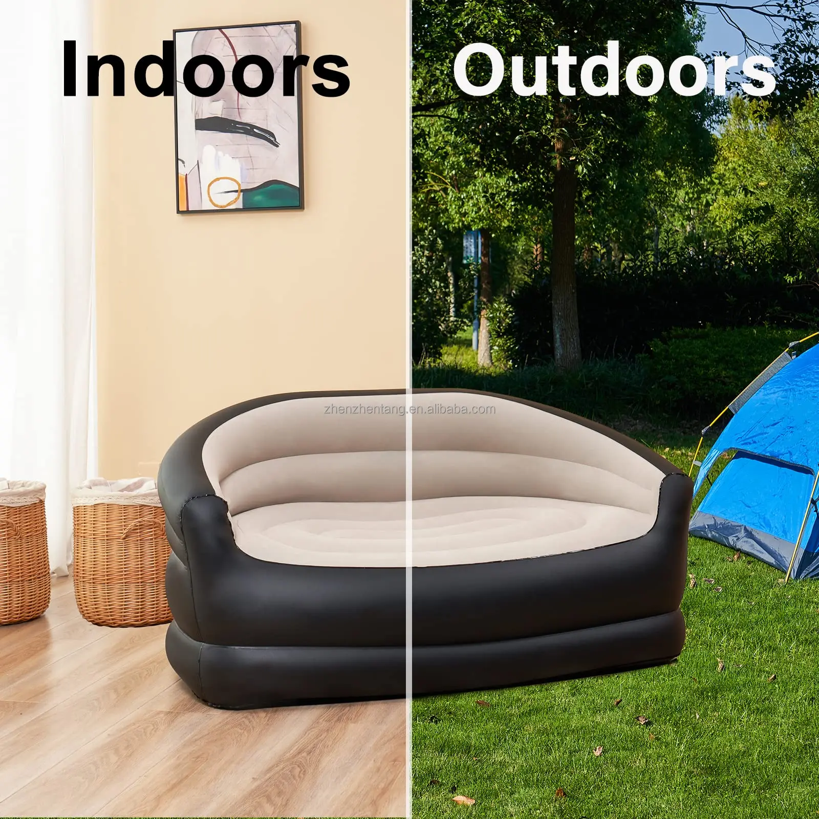 Portable Air Sofa Double Inflatable Chair Indoor Living Outdoor Tent Camping Double Bed Inflatable Furniture Comfortable Outdoor