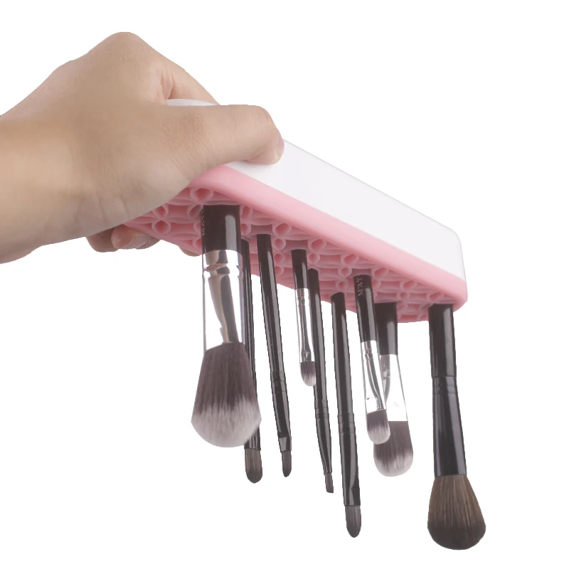 Custom Logo Silicone Brush Holder Washable Brush Organizer Cosmetic Rack Storage Holders Pen Holder for Organizer