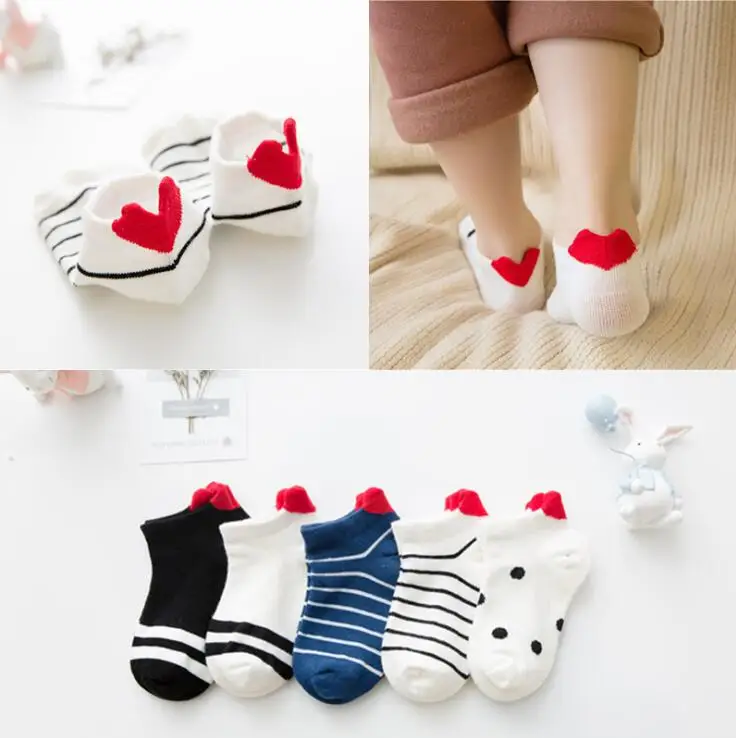custom  Cotton baby socks  cute Lovely Short newborn socks for girl warm read heart toddler cotton socks