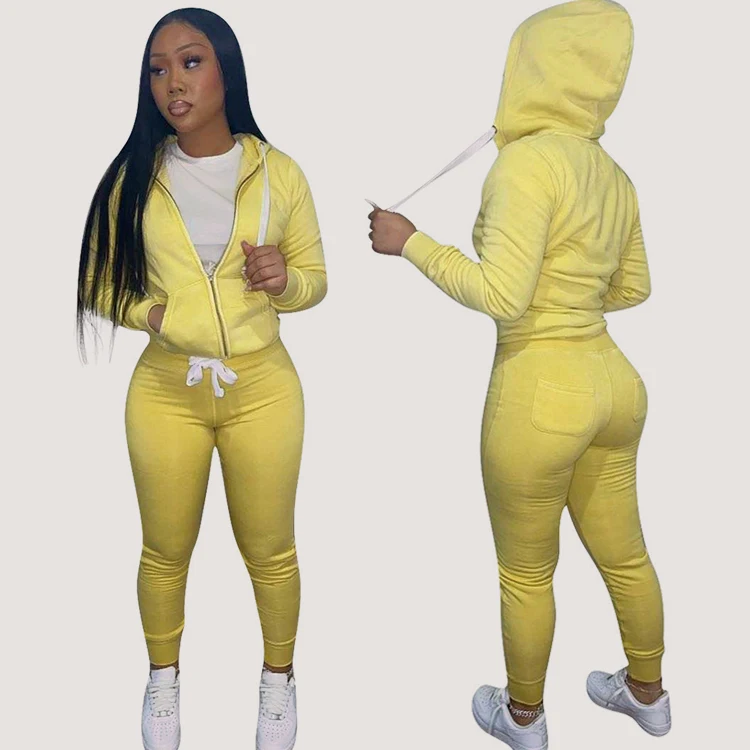 Fashion Two Piece Hoodie Sets Jogger Pants Sweat Suit Tracksuit Fall 2021 2 Piece Set Women Clothes Joggers Clothing