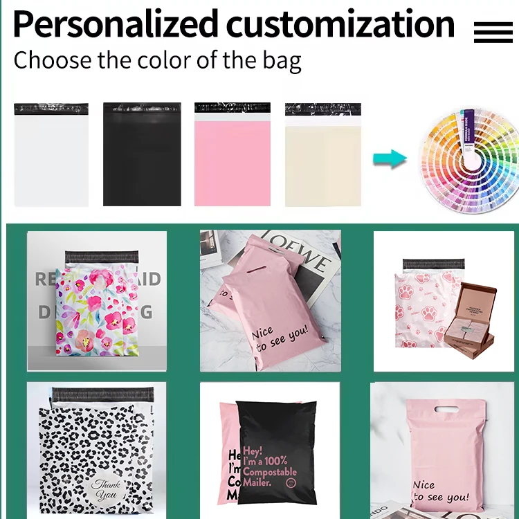 Custom Logo Printing Peach Pink Polymailer Express Mailing Bag Biodegradable Packaging Shipping Poly Mailer Bags for Clothing
