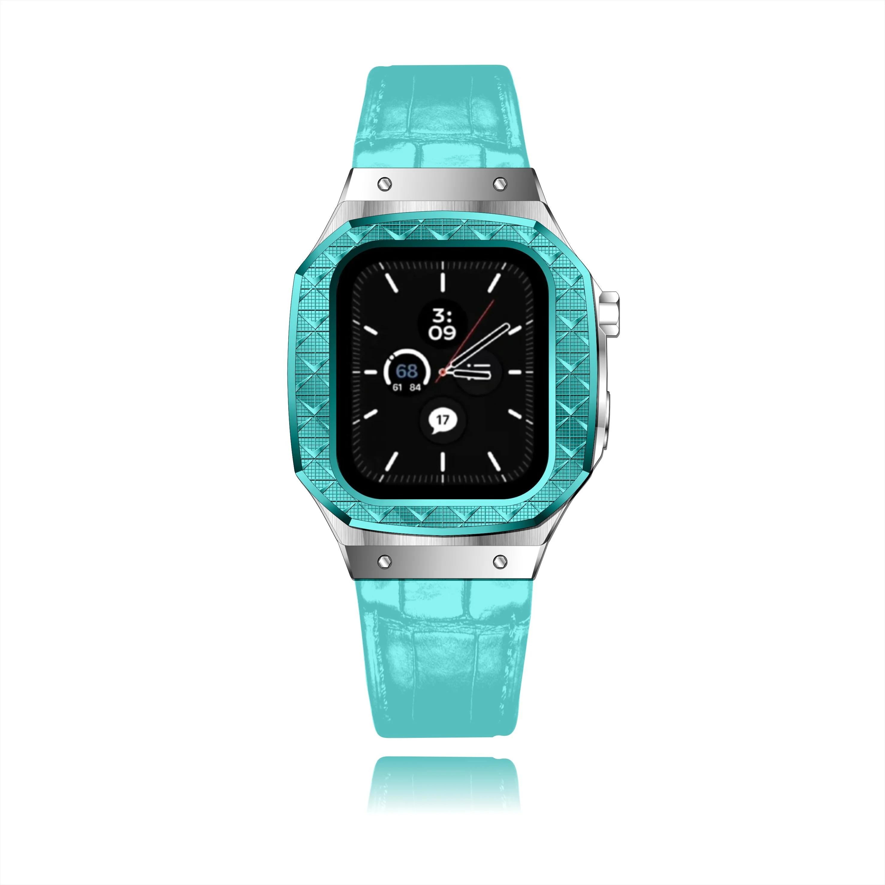 High Brushed Finished the Trend Smart Watch case Series of 6/7 44mm 45mm Stainless Steel Case with leather Strap