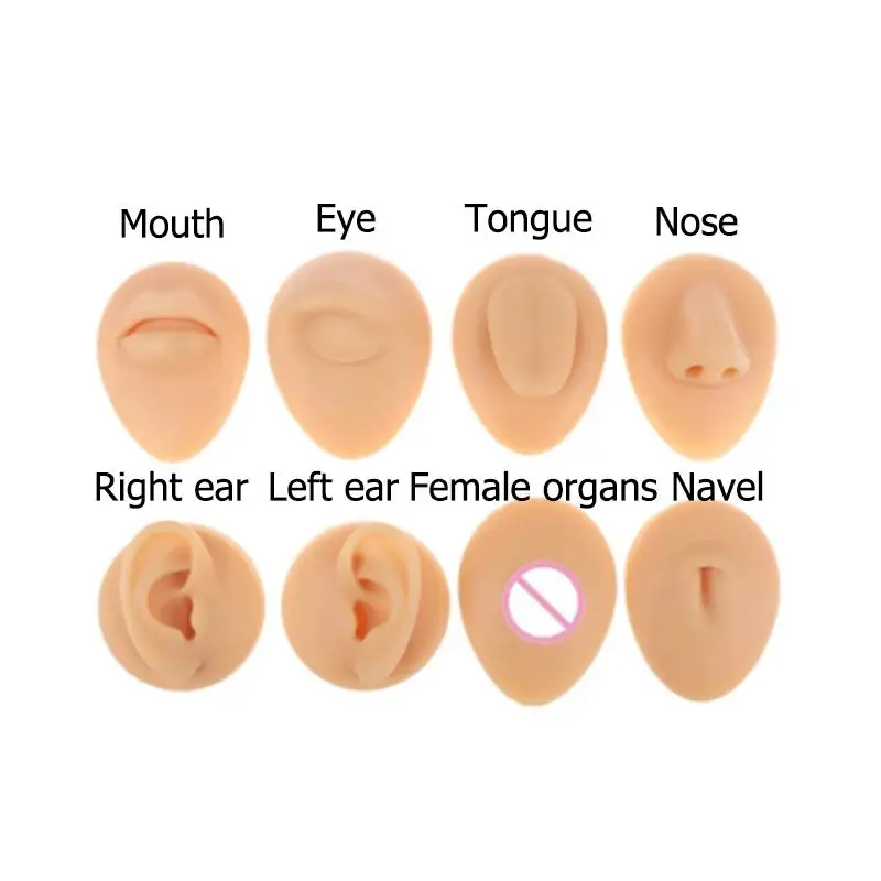Silicone Body Part Model,Ear Mouth Eye Tongue Navel Model Puncture Display teaching tool,Reused Piercing Practice Body Parts