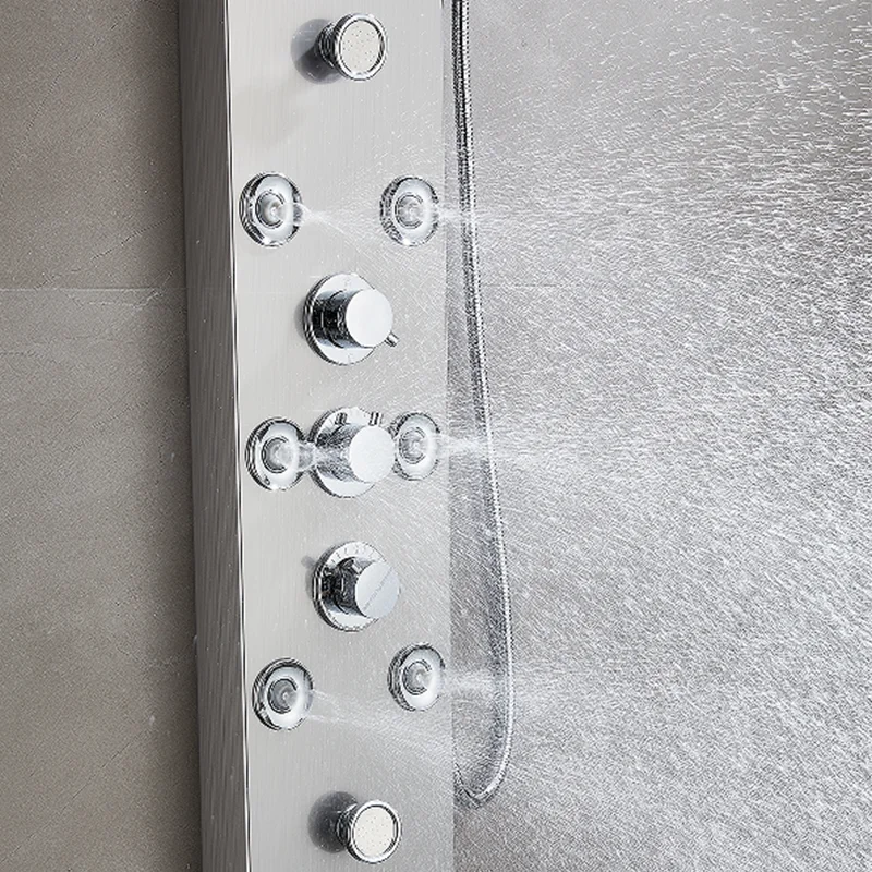 Hot Sell Bathroom Stainless Steel LED Waterfall Shower Panels Wall Mounted Black Shower Column