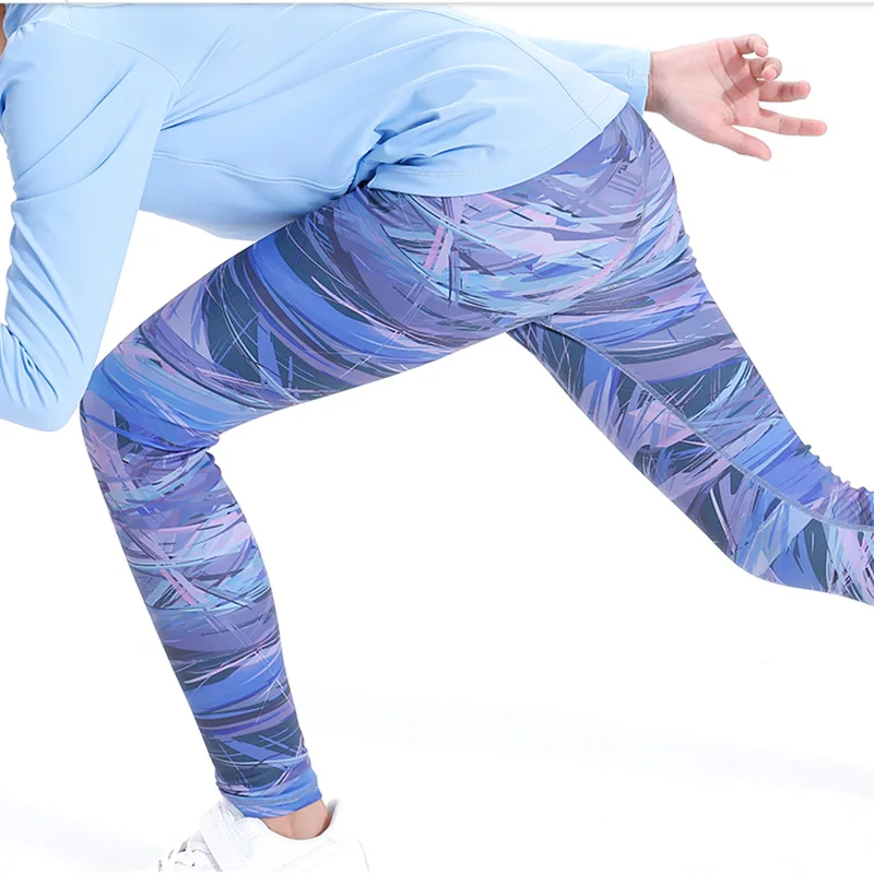 Children Kids Soft Polyester Women Girl Workout Fitness Gym Wear Clothes Sport Yoga Pants Leggings High Waisted Without Pockets