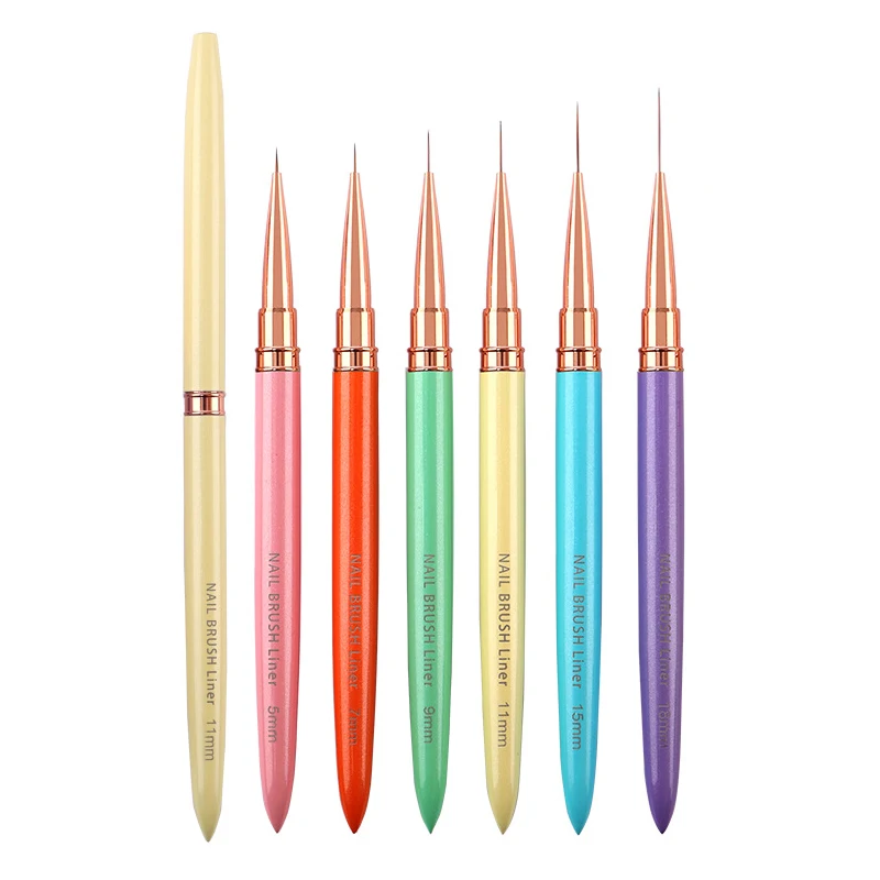 Colorful Metal Handle Nail Liner Striping Brushes Tiny Details Fine Drawing Nail Art UV Gel Polish Painting Drawing Pen Brushes