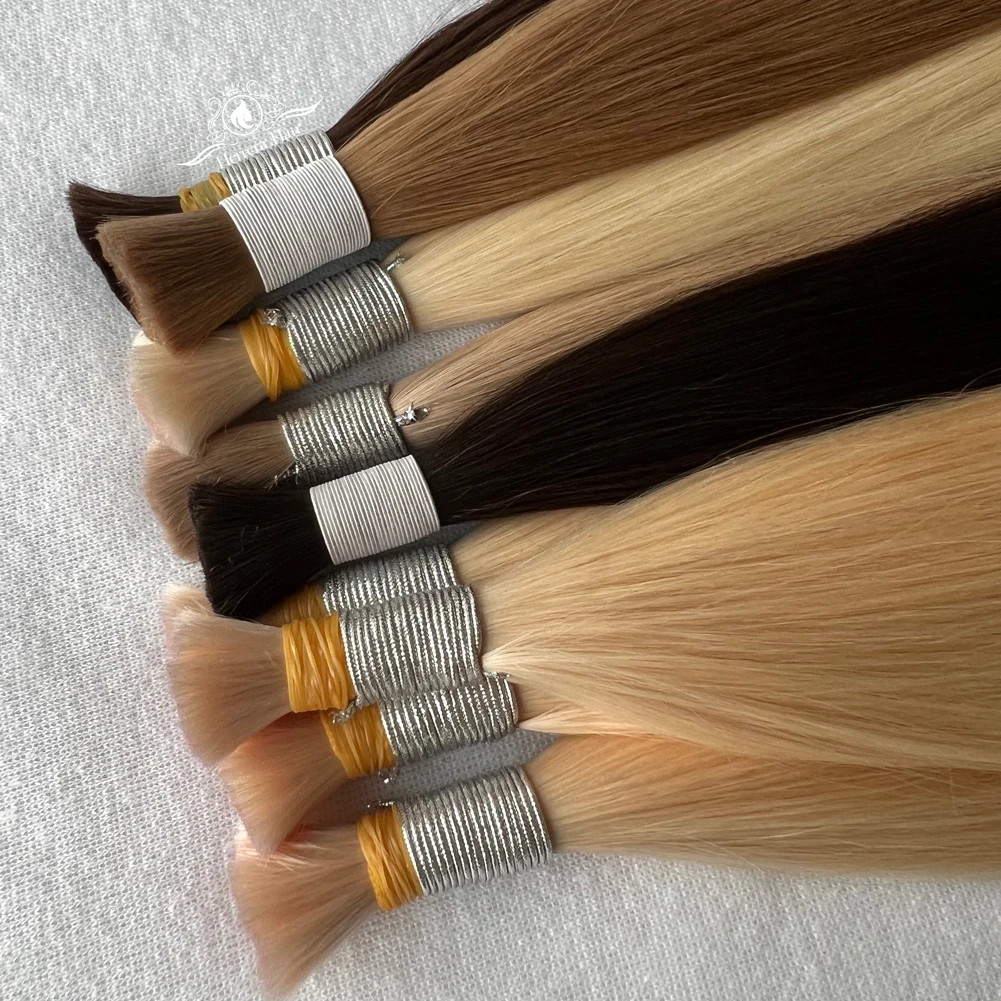 Top Quality Unprocessed Hair Vendor Double Drawn Virgin European Extensiones Cabello Humano Natural Russian Raw Bulk Human Hairs