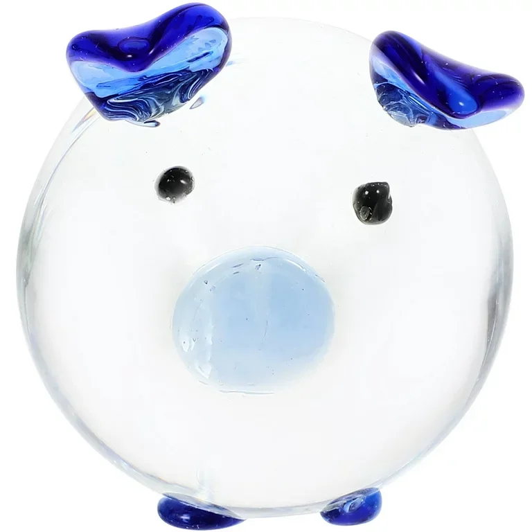 Custom Blown Small Borosilicate Glass Pig Animal Figurine Crystal Glass Animal Statue Clear Glass Animal for Desktop Decoration