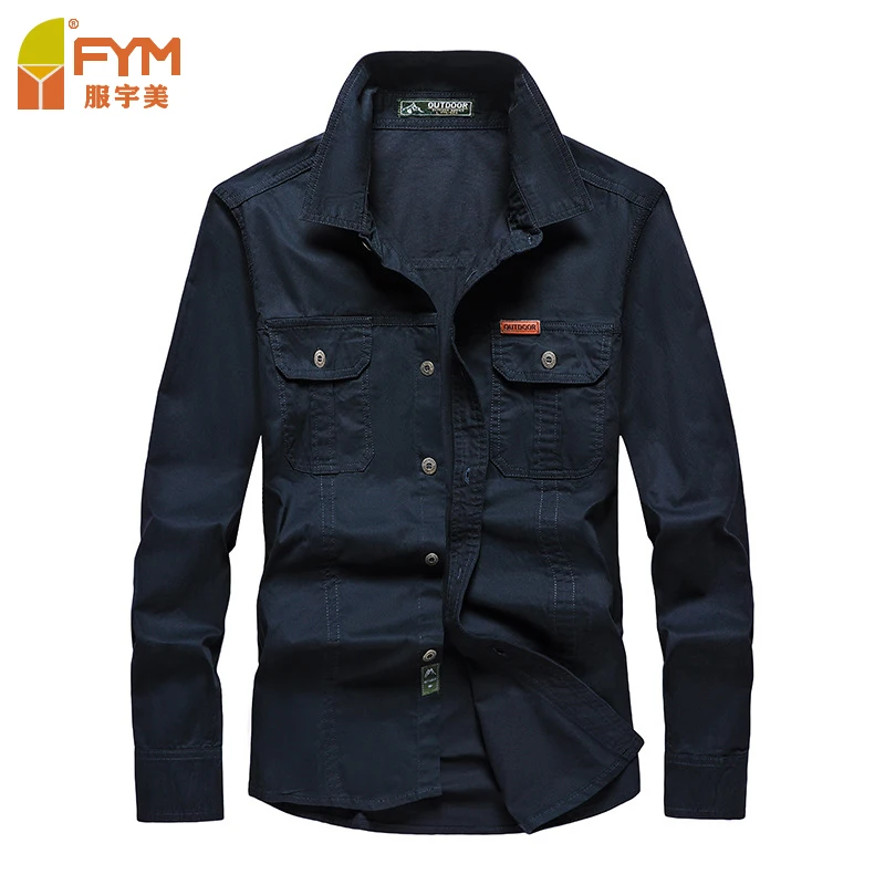 Low MOQ Solid Oliver Double Pockets Work Shirt Plain Gentleman Jack Outdoor Cotton Shirts Quality Doordash Shirt Mens Worker