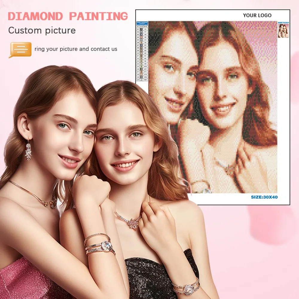 Factory Direct Photo Custom 5D DIY Diamond Painting Cross Stitch Private Custom Mosaic Diamond Painting Full Square Diamond