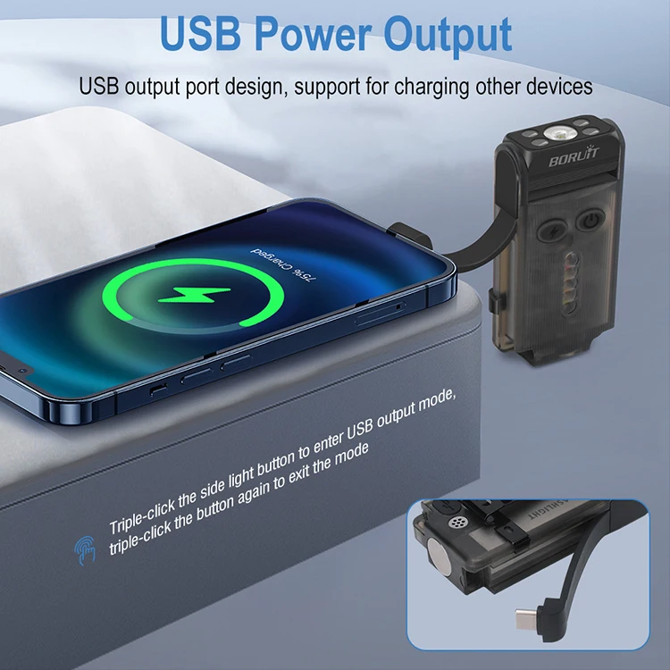 Boruit V30 waterproof magnetic mini flashlight 900 high lumen keychain flashlight rechargeable uv light with strong flashlight