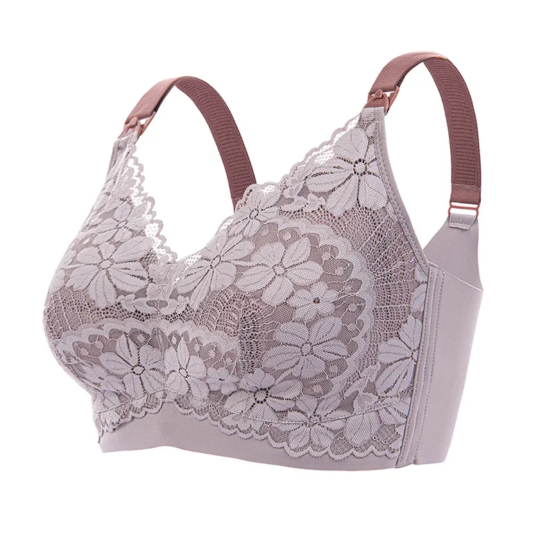 Hot Sale Everyday Plus Size Push up Stretch Full Coverage Gathering Thin Bralette Ice Silk Nursing Bra Underwear Women