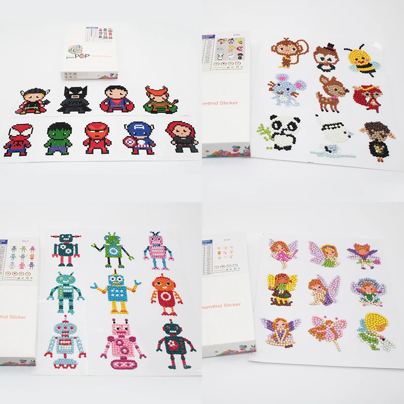Custom diamond painting animal sticker for kids DIY set diamond crystal sticker sheet