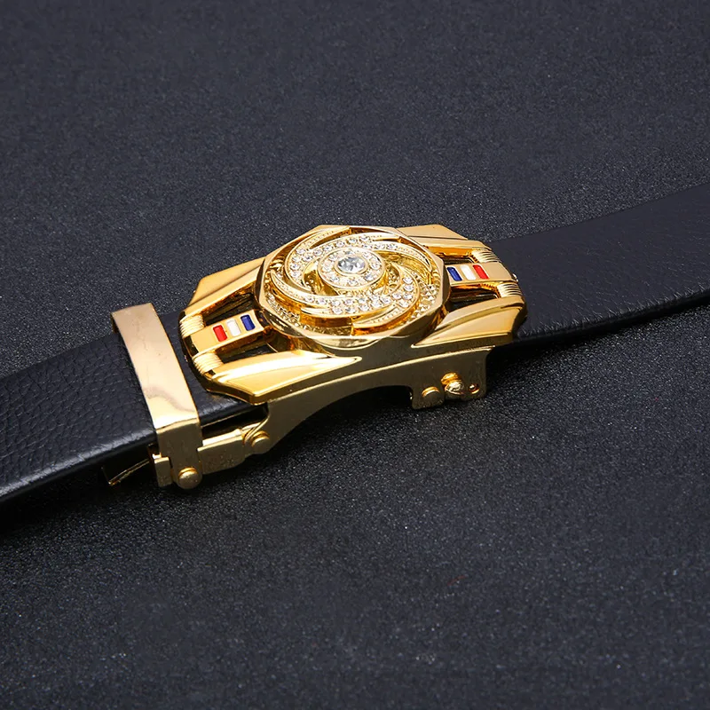 YD7 Four-leaf clover windmill inlaid rhinestone square automatic buckle belt shoes and clothing gift belt spot sales