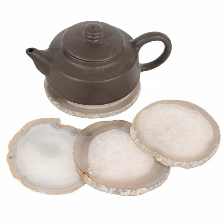 Wholesale Natural Slate Coaster Slices Stone Agate Coaster Set Cup Coaster Dye Agate Slice