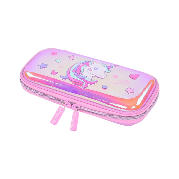 Custom multi function flexible unicorn EVA stationary pouch kids school cute pencil case