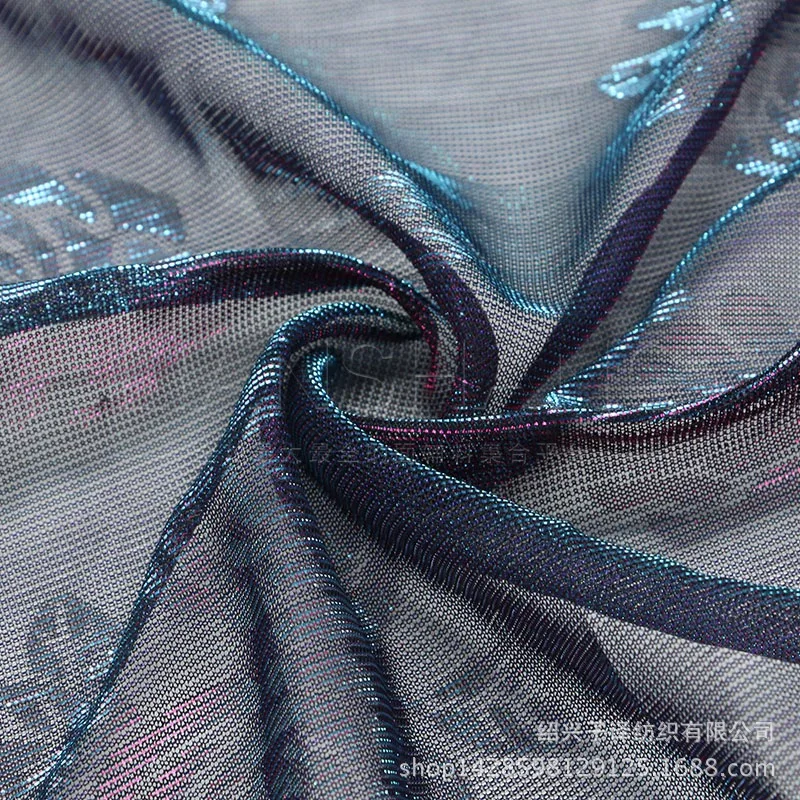 New design poly metallic burnt-out moonlight fabric for spring and summer garment